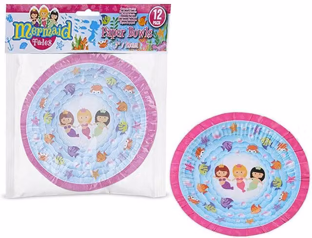 PMS Disposable Paper Party Bowls, 12 Pack, Multicolour and Blue, Diameter: 17.7 cm