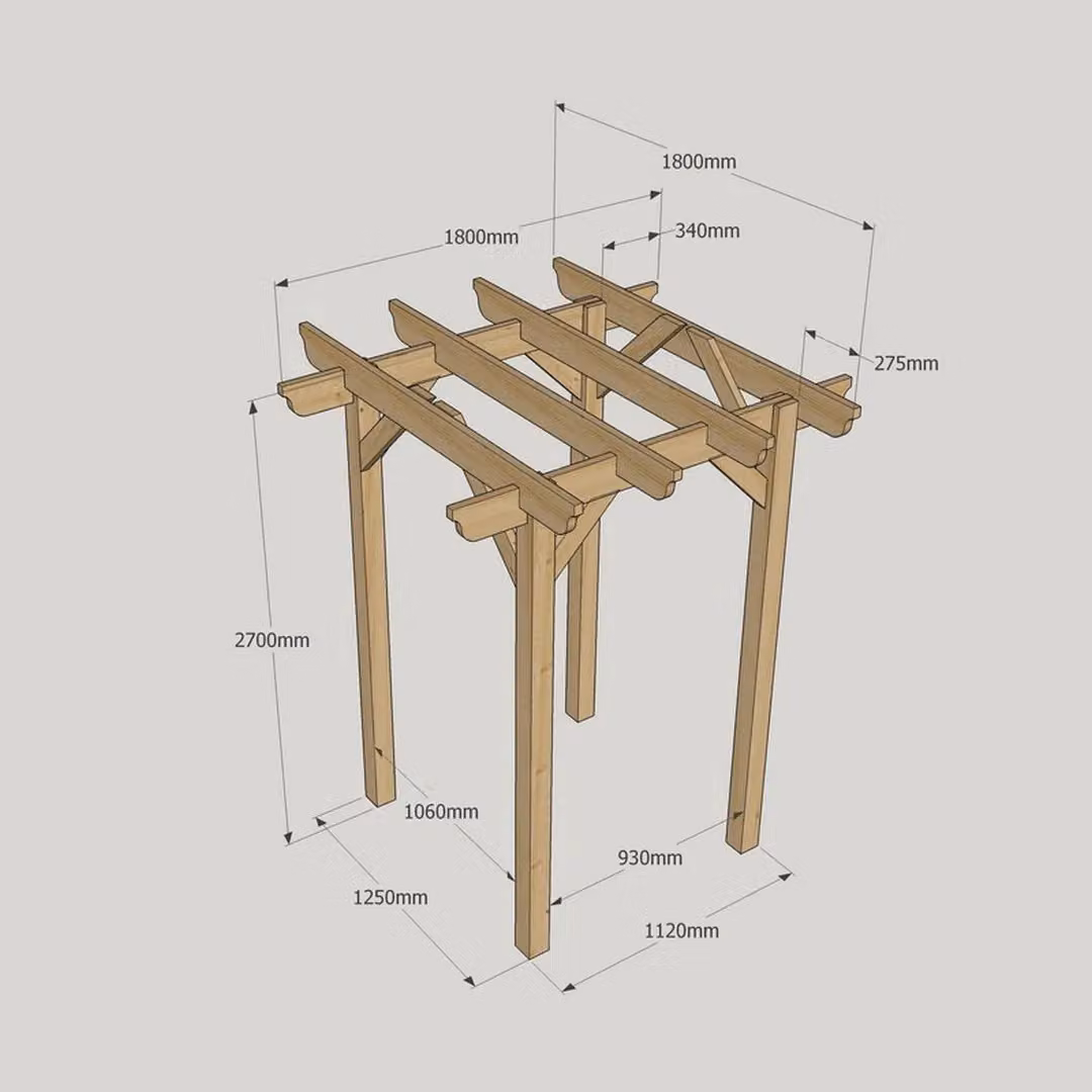 Rutland County Garden Furniture Ltd Wood Garden Pergola in Rustic Brown, W: 180 cm, D: 180 cm, H: 270 cm – 4