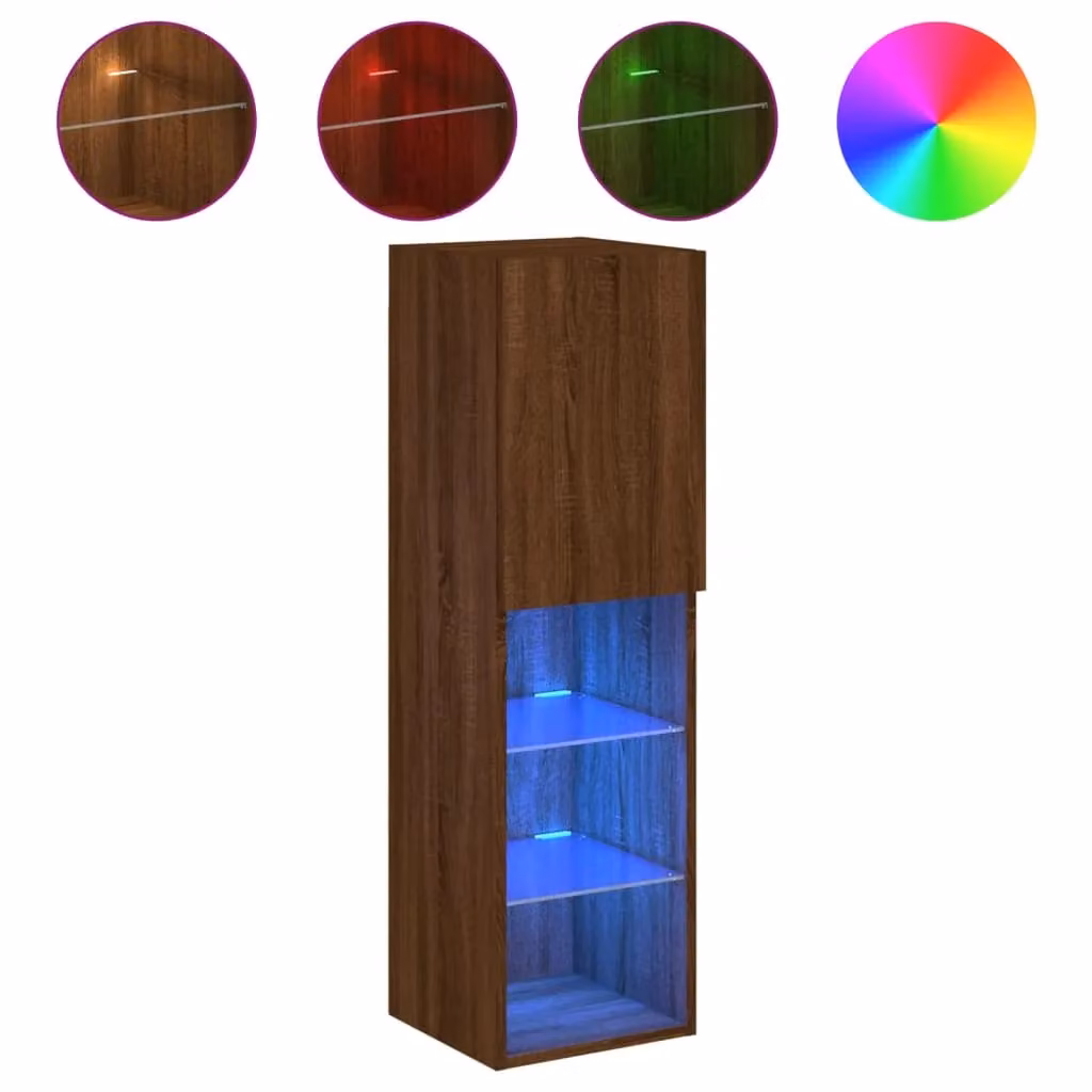 Berkfield Home Modern Brown Oak TV Cabinet with Integrated LED Lighting, W/D/H: 30.5 x 30 x 102 cm – 2