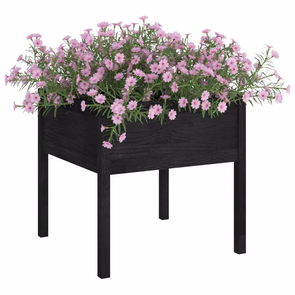 Berkfield Home Garden Planters, 2 Pack, Black Solid Pinewood, W/D/H: 70 x 70 x 70 cm – 3