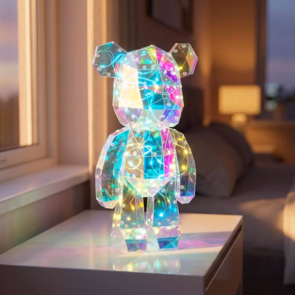 Garden Greatness Starlightz LED Bear Decorative Lamp in Beige and Multicolour, H: 41.0 cm, W: 21.0 cm, D: 21.0 cm – 3