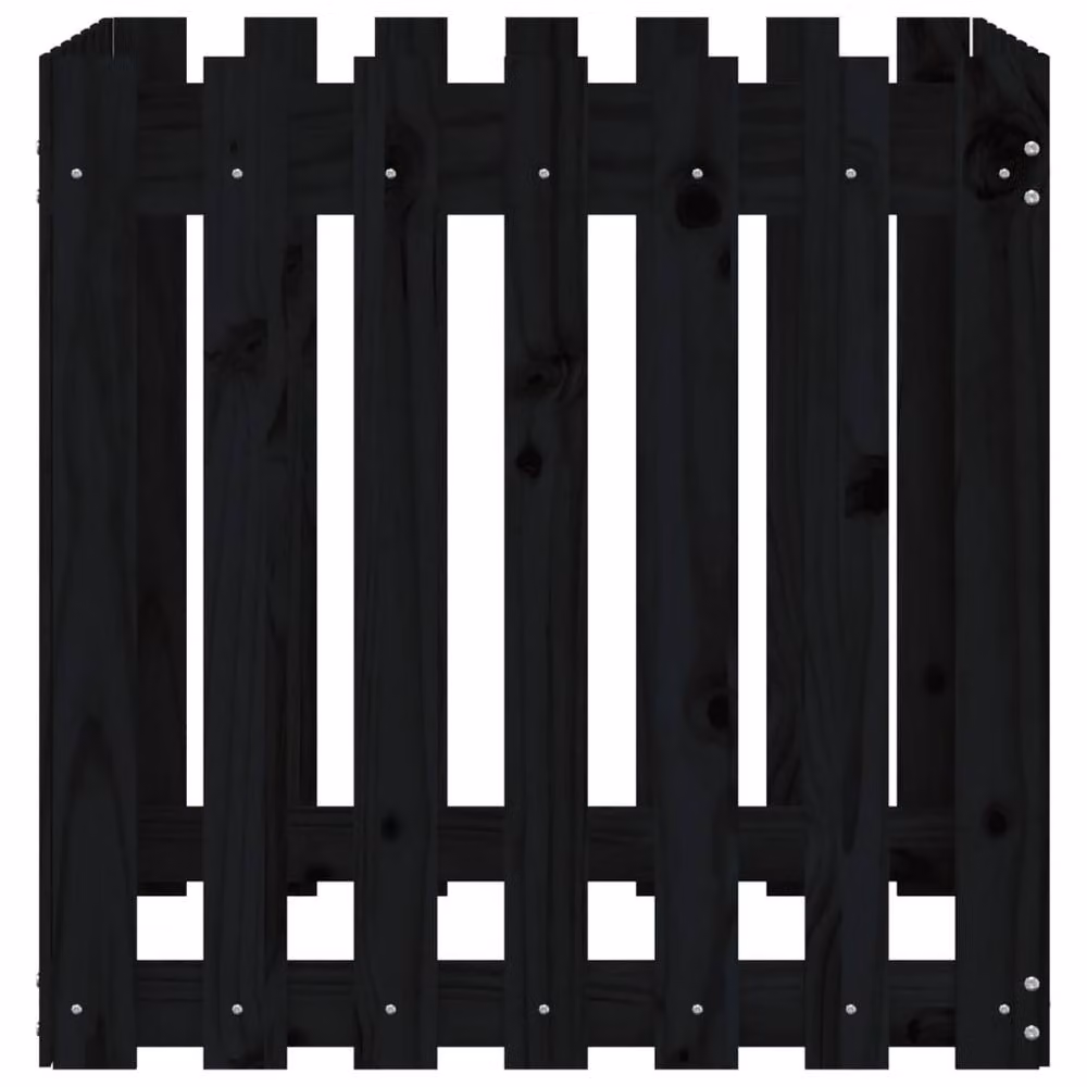 Berkfield Home Beautiful Garden Planter with Fence Design in Black, W/D/H: 70 x 70 x 70 cm – 4