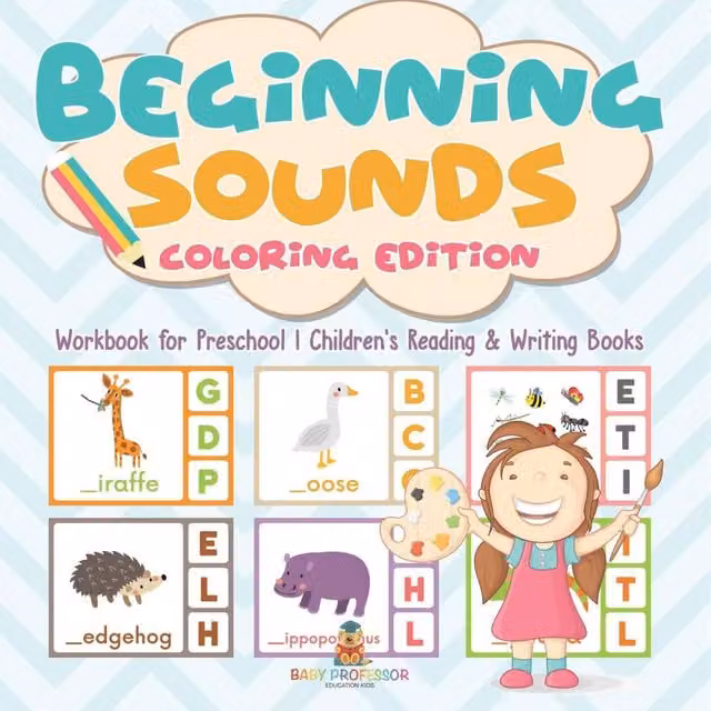 Baby Professor Beginning Sounds Colouring Edition Preschool Workbook in White and Multicolour