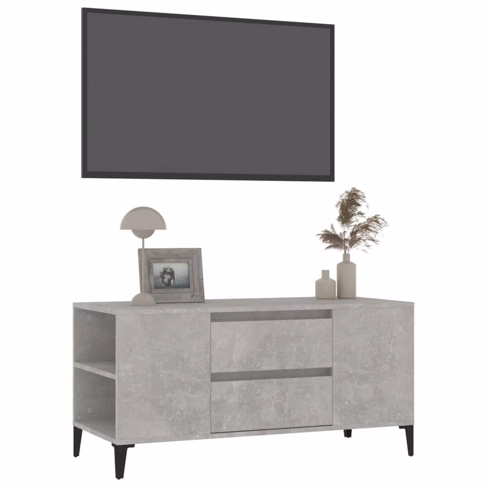Berkfield Home Modern TV Cabinet in Concrete Grey, W/D/H: 102 x 44.5 x 50 cm – 3