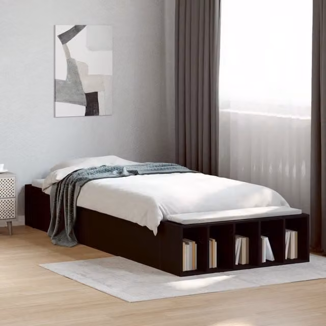 Berkfield Home Modern Small Single Bed Frame in Black, W: 75 cm, L: 190 cm