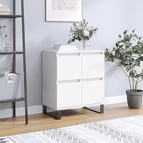 vidaXL Modern White Sideboard in MDF and Metal, W/D/H: 60 x 35 x 70 cm – 2