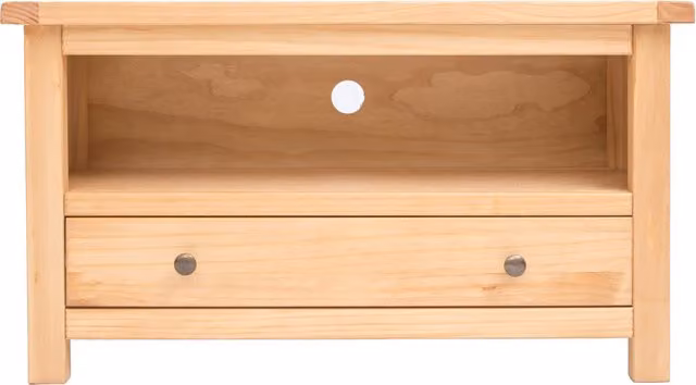 Cabinet Bits Lugo Waxed Pine 1 Drawer TV Cabinet in Light Brown with Brass Knob – 1