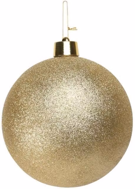 KDMD Gold Glitter Shatterproof Round Christmas Bauble, Diameter: 25 cm