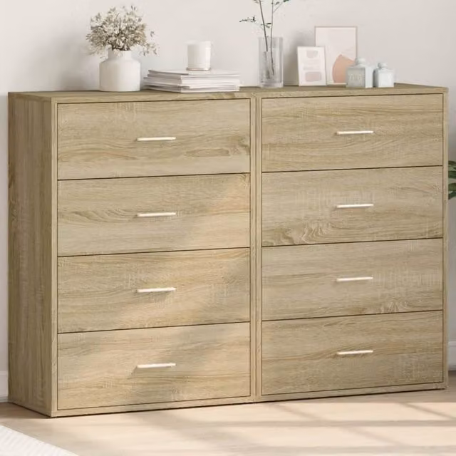Berkfield Home Set of 2 Sonoma Oak Sideboards in Brown, W/D/H: 60 x 31 x 84 cm