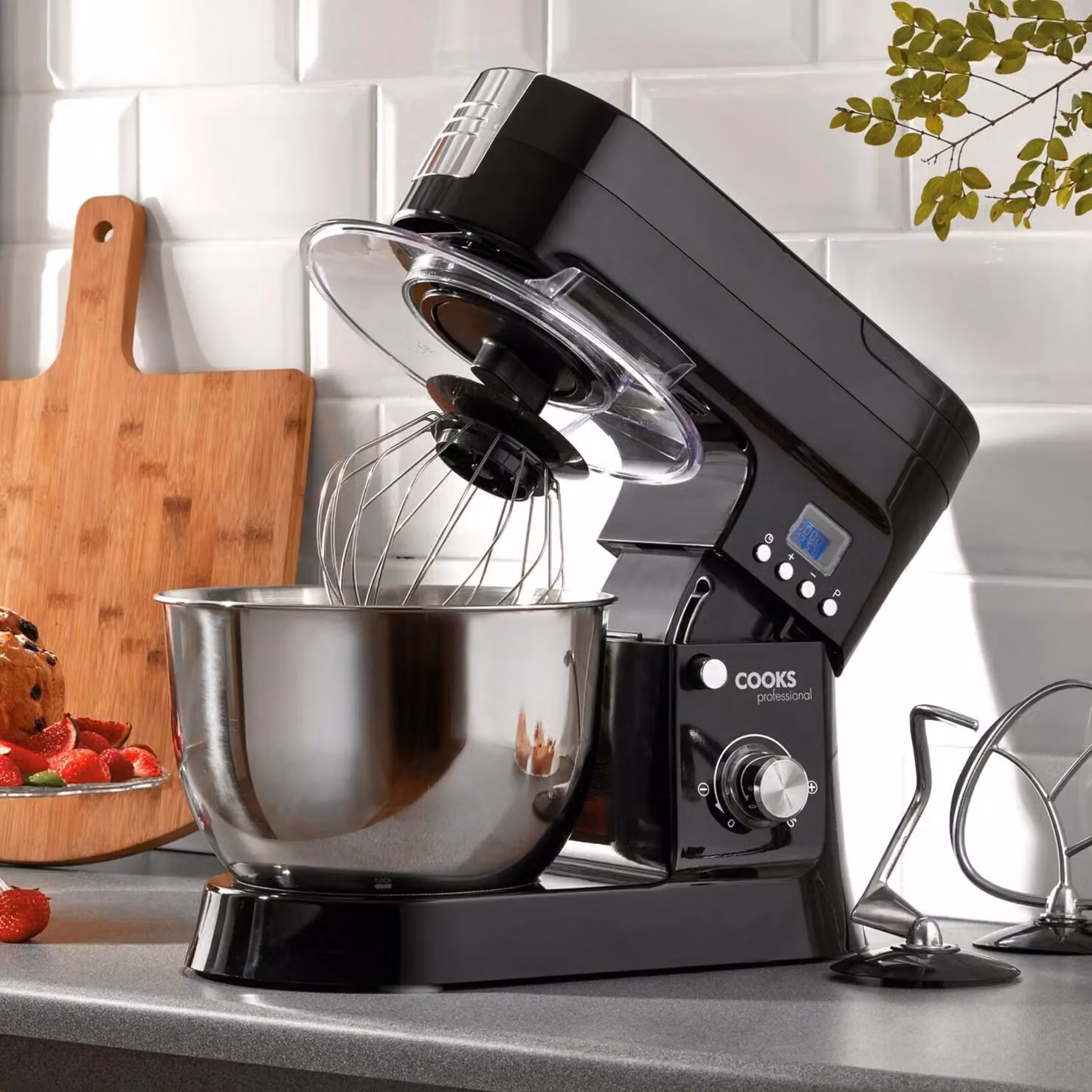 Cooks Professional Multifunction Stand Mixer 1200W with Mincer, Blender and 6.2L Stainless Steel Mixing Bowl in Black – 3
