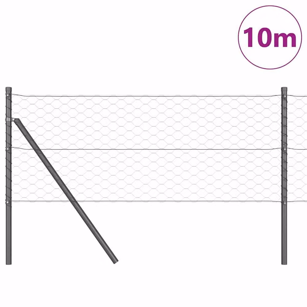 Berkfield Home Hexagon Steel Fence, Grey, H: 0.6 m x W: 10 m – 2