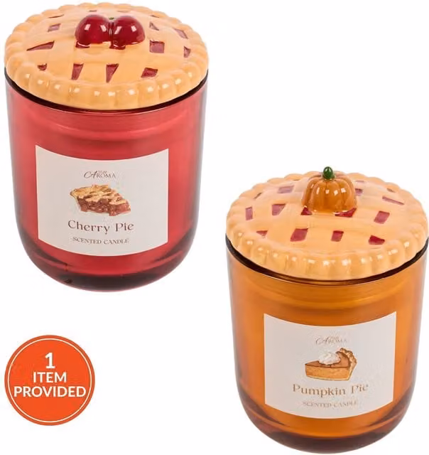 True Aroma Pumpkin Pie or Cherry Pie Scented Candle, 36 g