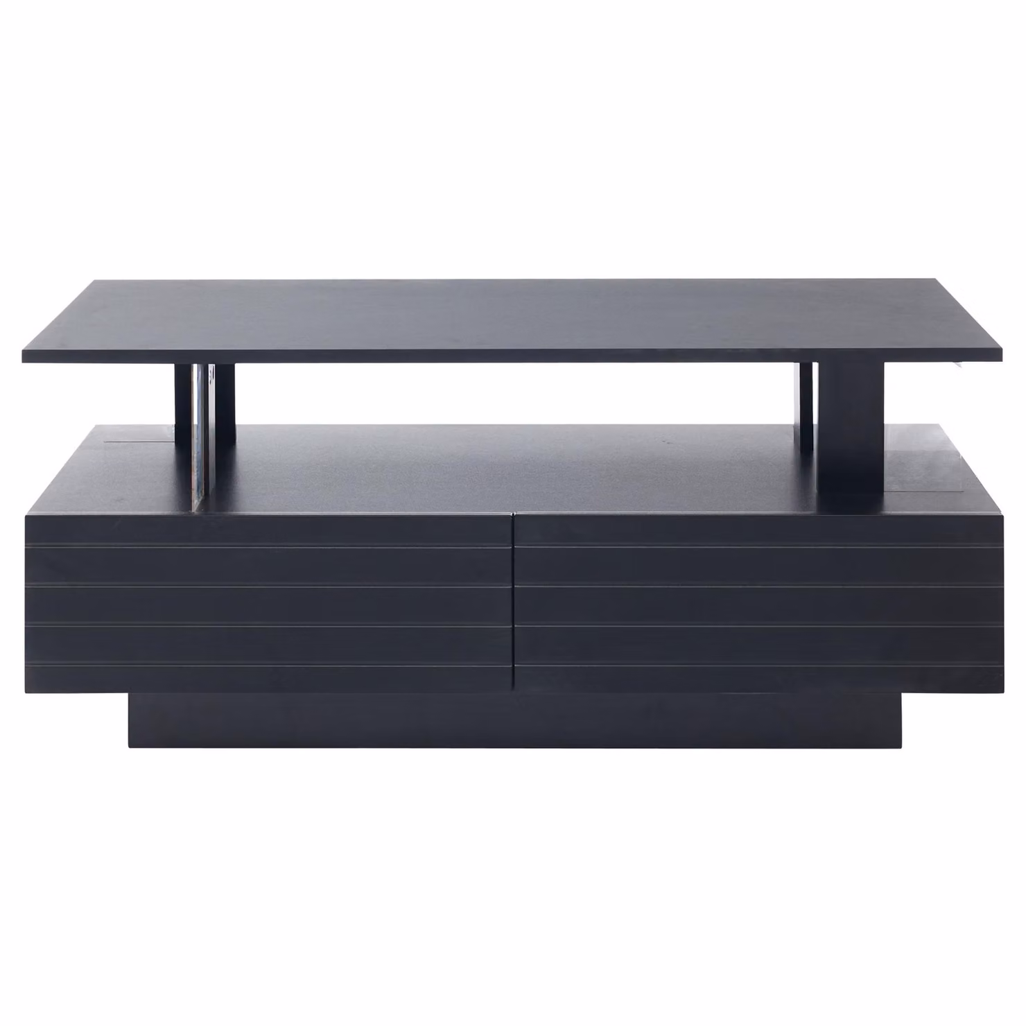 Aosom UK Modern Black Coffee Table with App-Controlled LED, 2 Drawers and Open Storage, W: 100 cm, D: 50 cm, H: 42.5 cm – 2