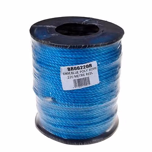 Wilson 6mm Blue and White Plastic Coated Poly Rope Reel, 220m