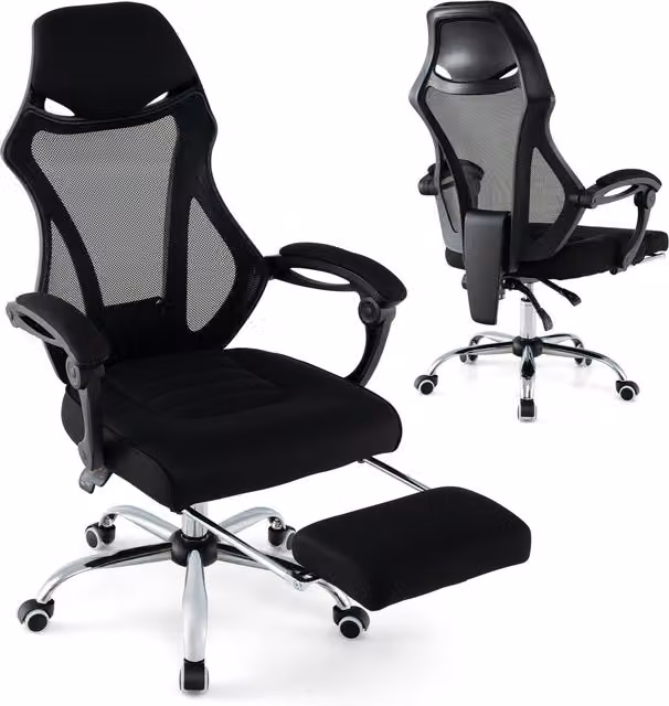 Costway Ergonomic Swivel Mesh Office Chair with Armrests in Black