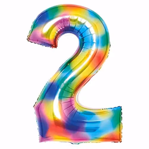 Amscan Large Number 2 Hanging Rainbow Decoration in Multicolour for Birthdays and Anniversaries – 1