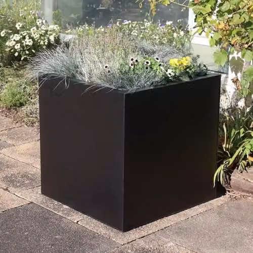 Tulipy Galvanised Steel Square Planter, Matte Black, W/D/H: 60 x 60 x 60 cm – 10