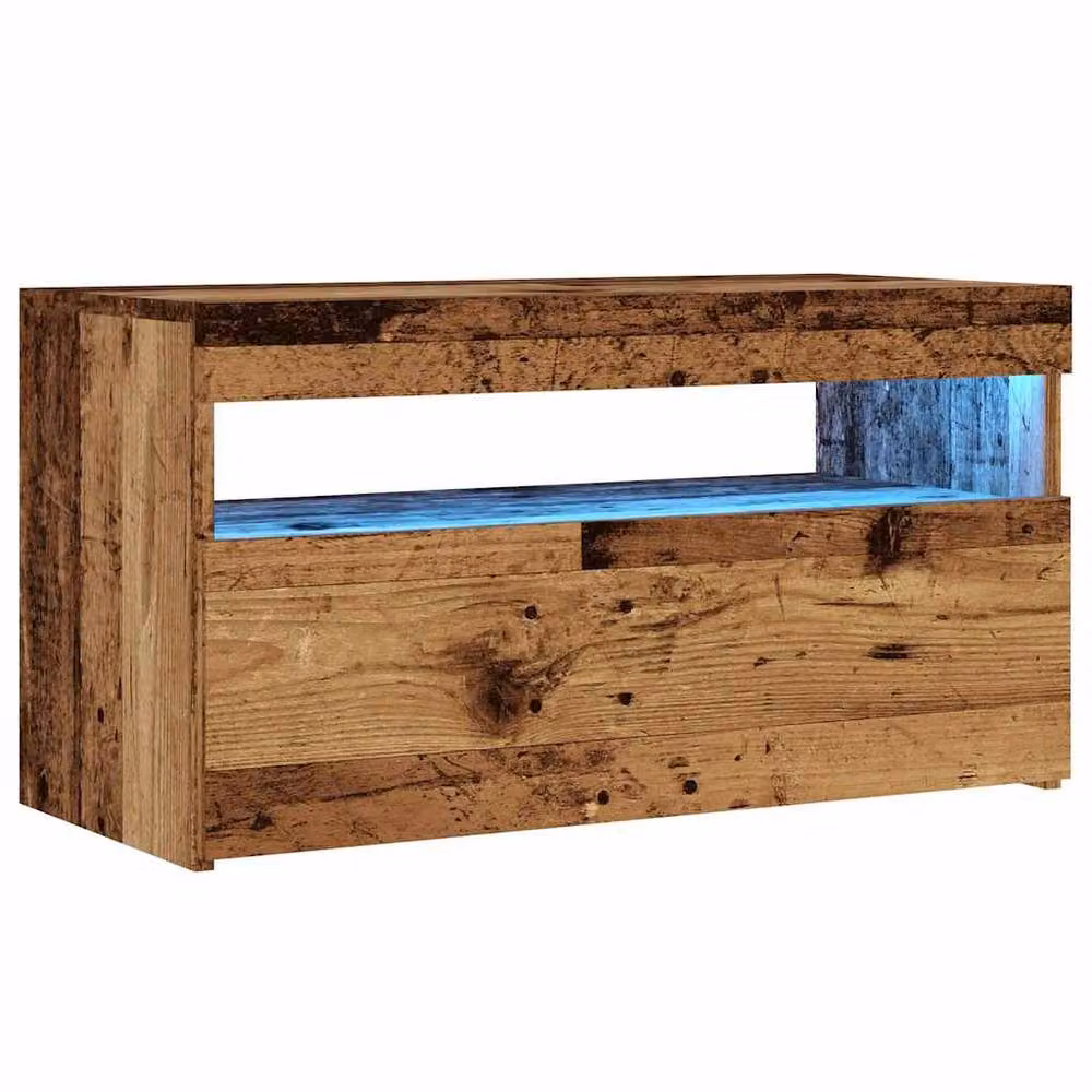 Berkfield Home Set of 2 Modern TV Cabinets with LED Lights in Old Wood Brown Engineered Wood – 2