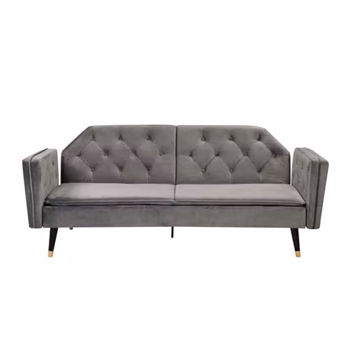 Comfy Living Plush Velvet Tufted Click Clack Sofa Bed in Grey – 2