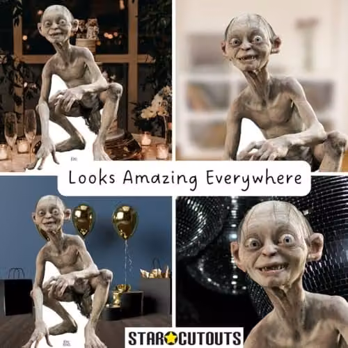 Star Cutouts SC4128 Gollum Lifesize Cardboard Cutout with Mini Stand, Multicolour Lord of the Rings Collector Display and Fantasy Party Decoration – 3