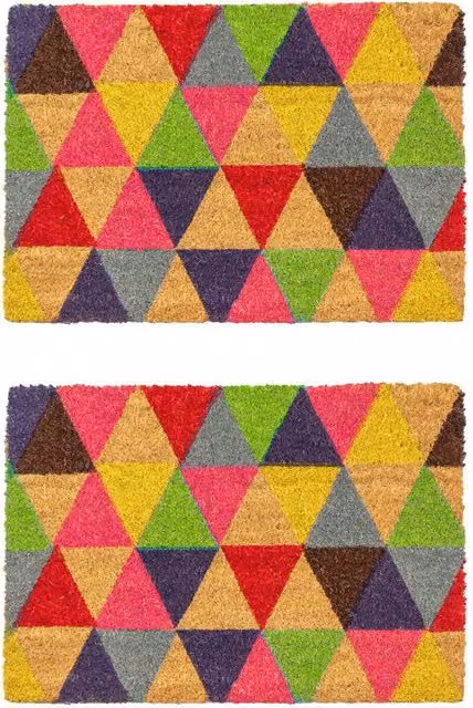 Nicola Spring Triangle Coir Door Mat Set of 2, Brown and Multicolour, W/D: 60 x 40 cm – 7