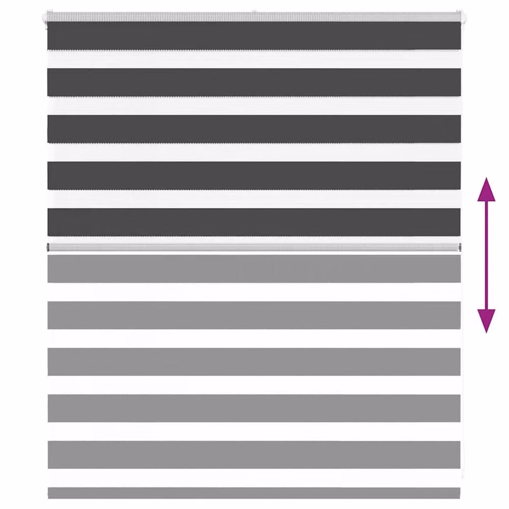 Berkfield Home Zebra Blind in Charcoal Grey Polyester, W: 120 cm, H: 100 cm – 4