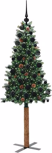 Berkfield Home Elegant Slim Green Christmas Tree, Height: 180 cm, PVC and Solid Pine Wood