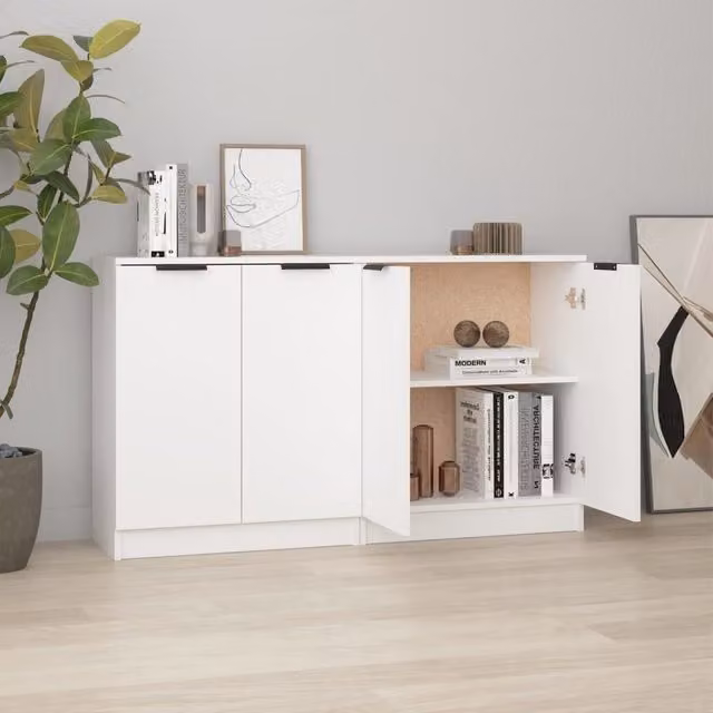 Berkfield Home Set of 2 White Matt Minimalist Wall Mounted Sideboards, W/D/H: 60 x 30 x 70 cm – 1