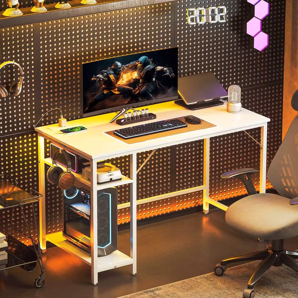 Wyld Haus Vima White Modern Home Office and Gaming Desk, W: 120 cm, D: 60 cm, H: 75 cm – 8