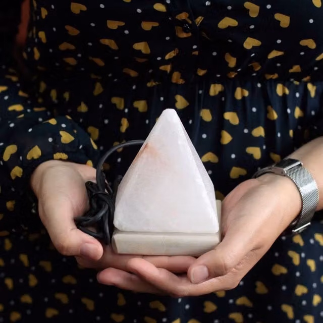 KDMK White Himalayan Salt Lamp USB Pyramid Air Purifier with Bulb Included