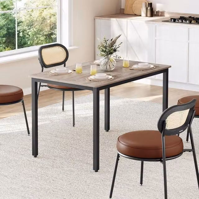 VASAGLE Rectangular Industrial Dining Table in Brown and Beige