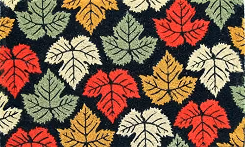 Coco&Coir Maple Rain Natural Coir Entrance Door Mat with Leaves Design, W/D: 75 x 45 cm