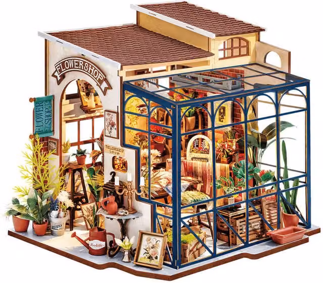 Syntego Emily's Flower Shop 3D Wooden Puzzle in Beige and Multicolour