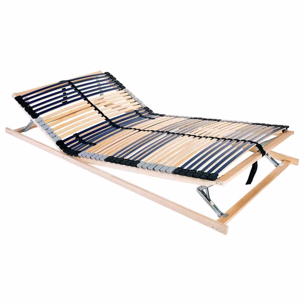 Berkfield Home Manual Slatted Bed Base in Brown Solid Beech Wood, W: 140 cm, L: 190 cm – 2