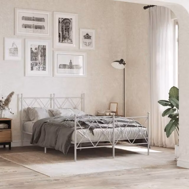 Berkfield Home Classic Metal Headboard in White – 1