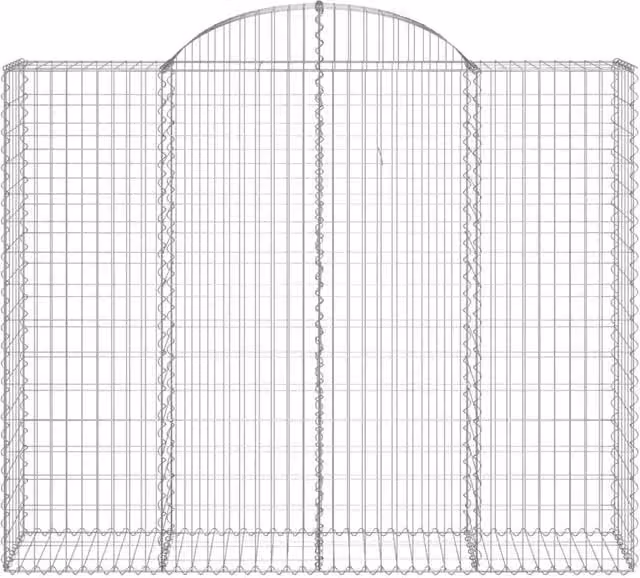 Berkfield Home Decorative Arched Gabion Basket in Silver Galvanised Steel, W: 200 cm, D: 50 cm, H: 160-180 cm – 1