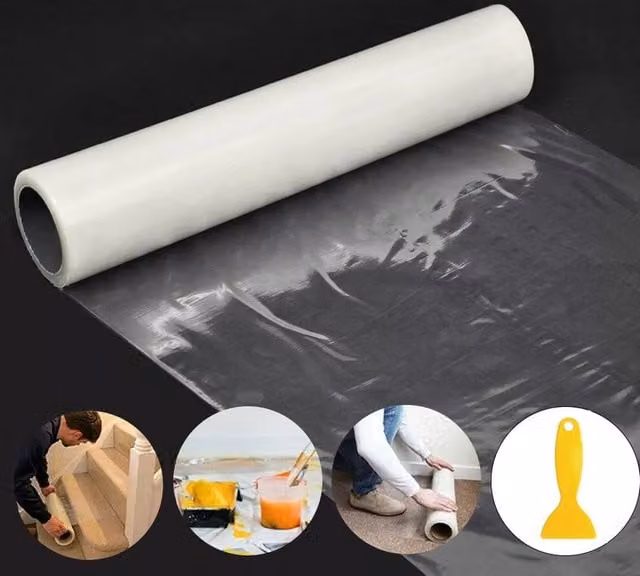 FORGEVIO Self Adhesive Carpet Floor Protector Roll, Clear Construction Film, W: 52 cm, L: 10000 cm – 1