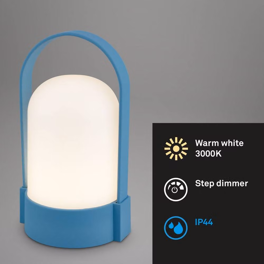 Briloner Wireless LED Table Lamp, IP44 Touch Dimmable Rechargeable Outdoor and Bedside Light, Blue, H 15.5 x W 9 x D 8 cm – 2