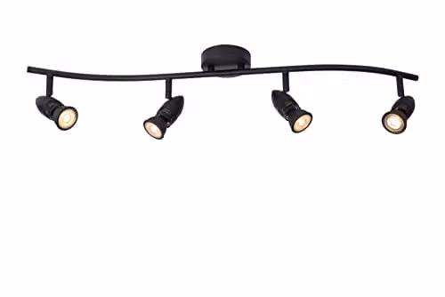 Lucide Caro Dimmable and Adjustable Metal Ceiling Spotlight Bar in Black with 4xGU10 LED Lamps – 1