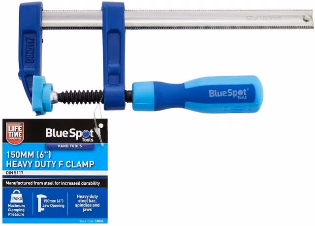 Bluespot Tools Heavy-duty F-clamp in Blue and Multicolour Steel