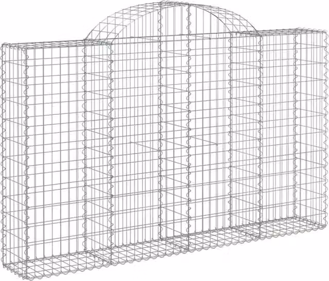 Berkfield Home Decorative Arched Gabion Baskets, 2 Piece Set, Silver Galvanised Steel, W/D/H: 200 x 30 x 120/140 cm