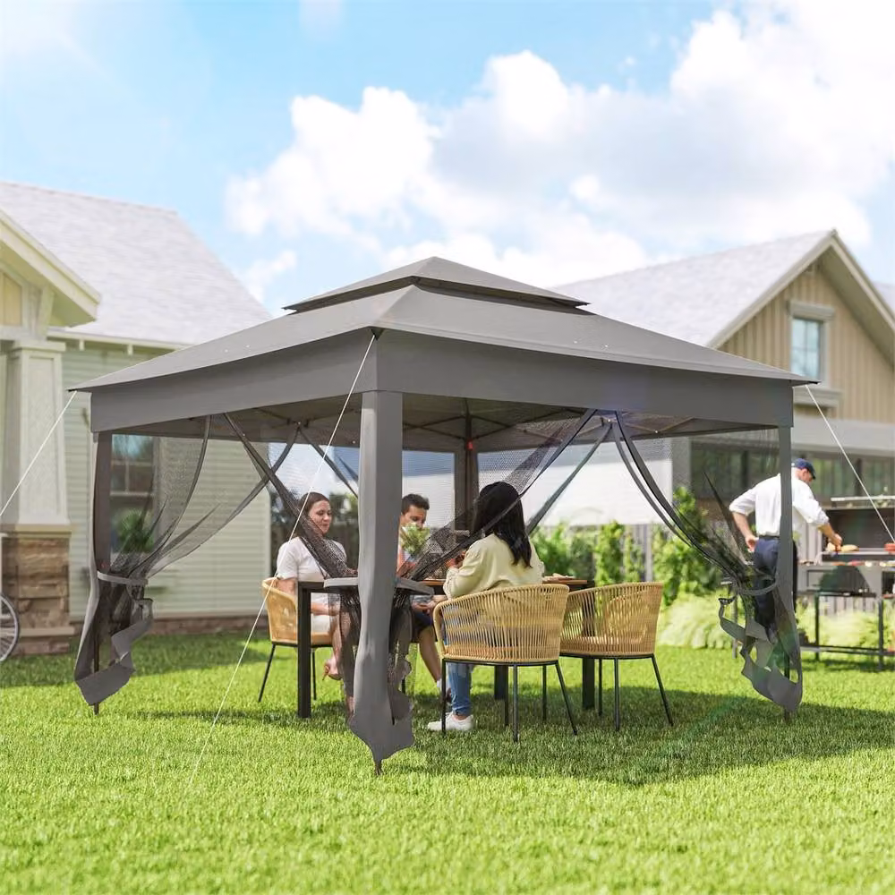 SPETLEK Garden Party Canopy Tent Shelter, Dark Grey, W: 3 m x D: 3 m – 2
