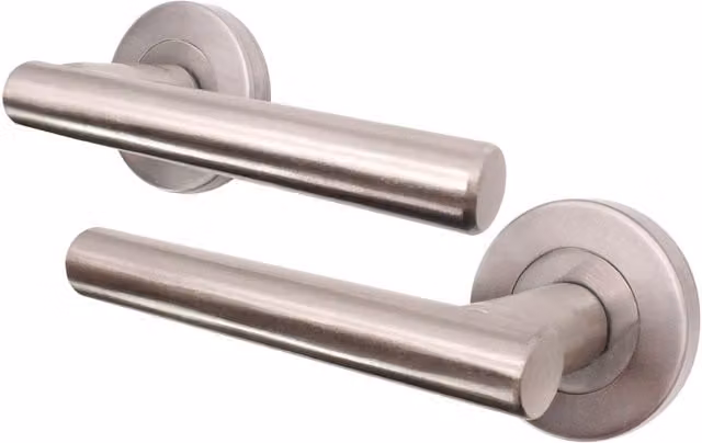 AFIT Brushed Silver T-Bar Door Handles on Rose, 1 Pair