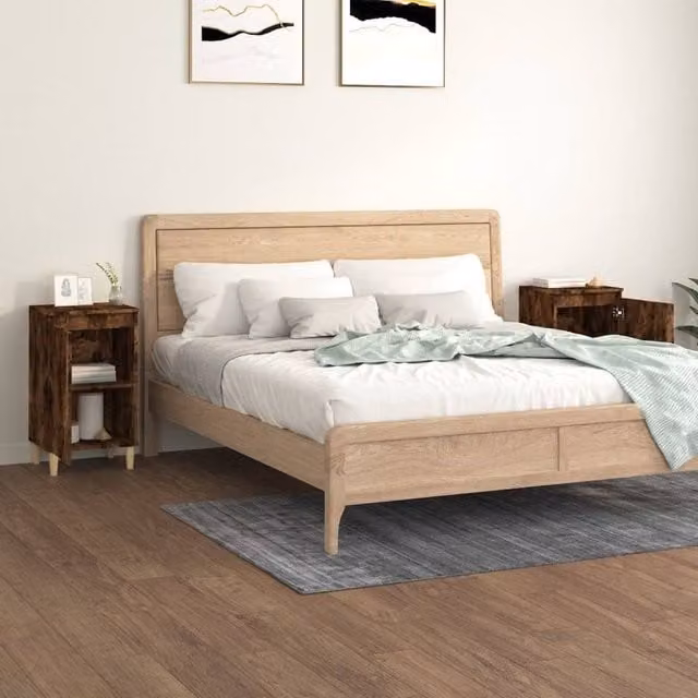 Berkfield Home Classic Bedside Cabinets, 2 Piece Set in Smoked Oak Brown, W/D/H: 40 x 35 x 70 cm