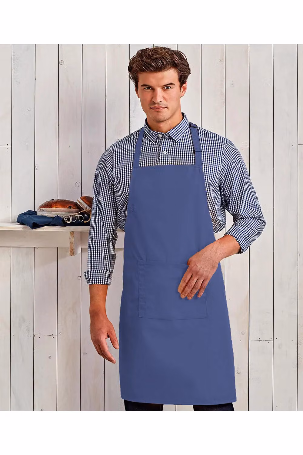 Premier Women's Bip Apron with Pocket in Aqua Blue – 2