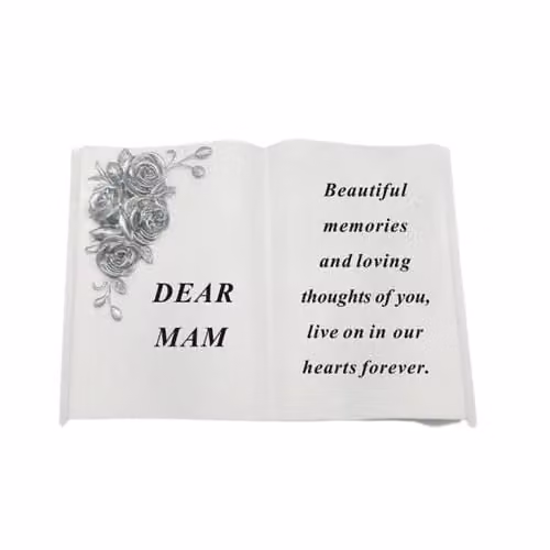 David Fischhoff Dear Mam Graveside Memorial White Book with 3D Silver Roses