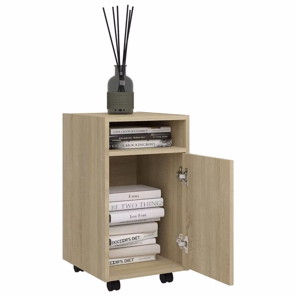 Berkfield Home Side Cabinet with Wheels in Sonoma Oak, Brown, W/D/H: 33 x 38 x 60 cm – 3