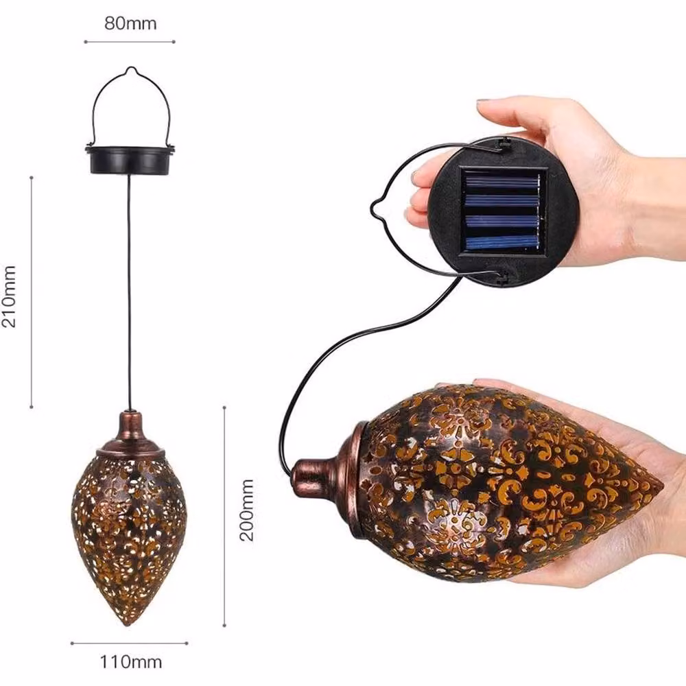 Kelvenix Set of 2 Solar Hanging Garden Lantern Lights in Bronze Metal with Warm White Light – 2
