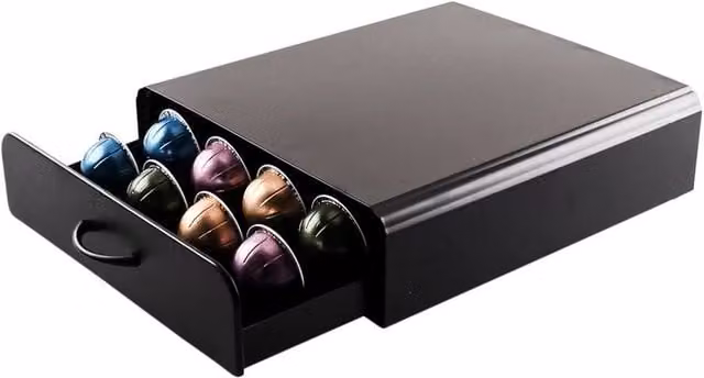 EONLION Rotating Coffee Pod Capsule Drawer Storage in Black, W/D/H: 50 x 50 x 50 cm