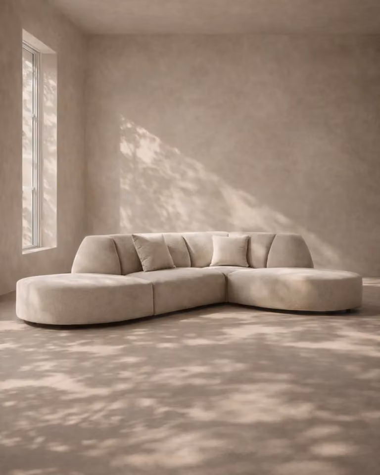Tommy Franks Marseille 4-Seater L-Shape Upholstered Fabric Sofa in Beige